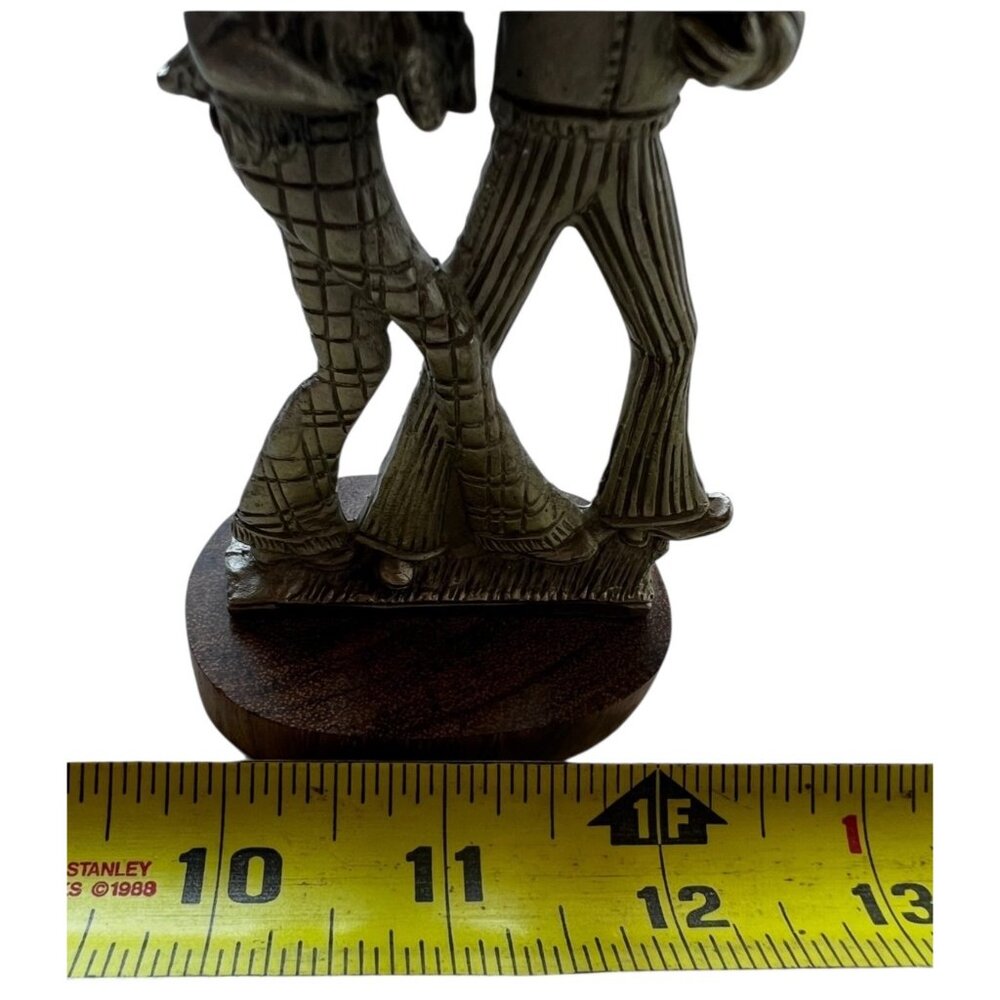 Peltro Cessallato Pewter Sculpture Boy Girl With Dog On Wooden Base 5" T - Picture 5 of 9